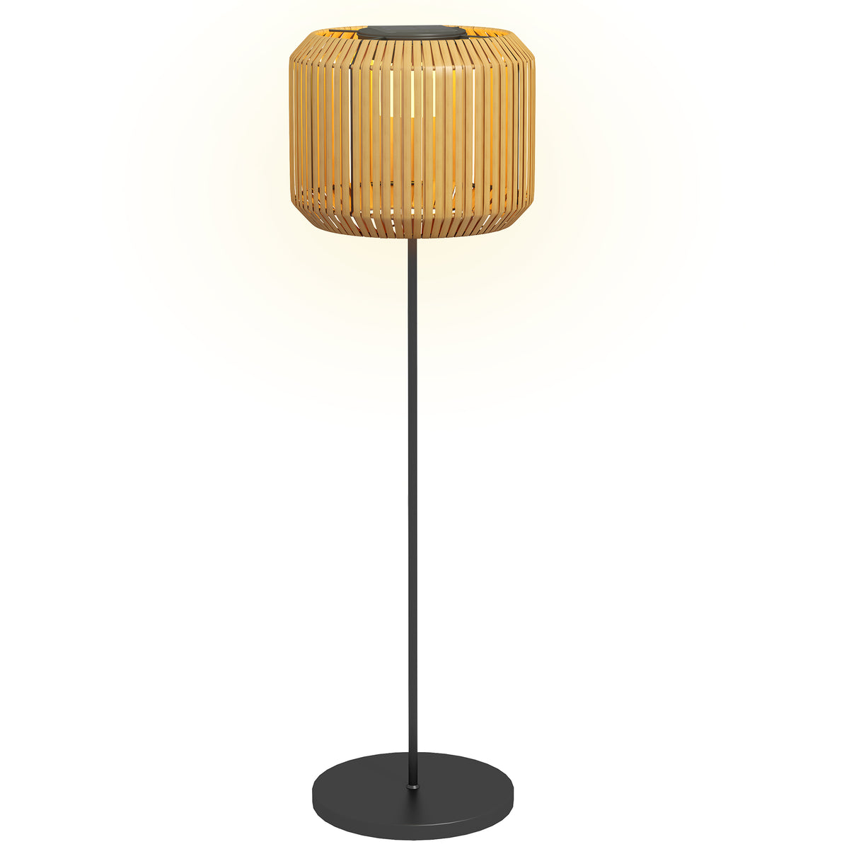Luminária de Pé de Vime para Área Externa Lâmpada Solar de Jardim Sensor Automático LED Metal Ø34x130 cm Preto Amarelo — foto 1