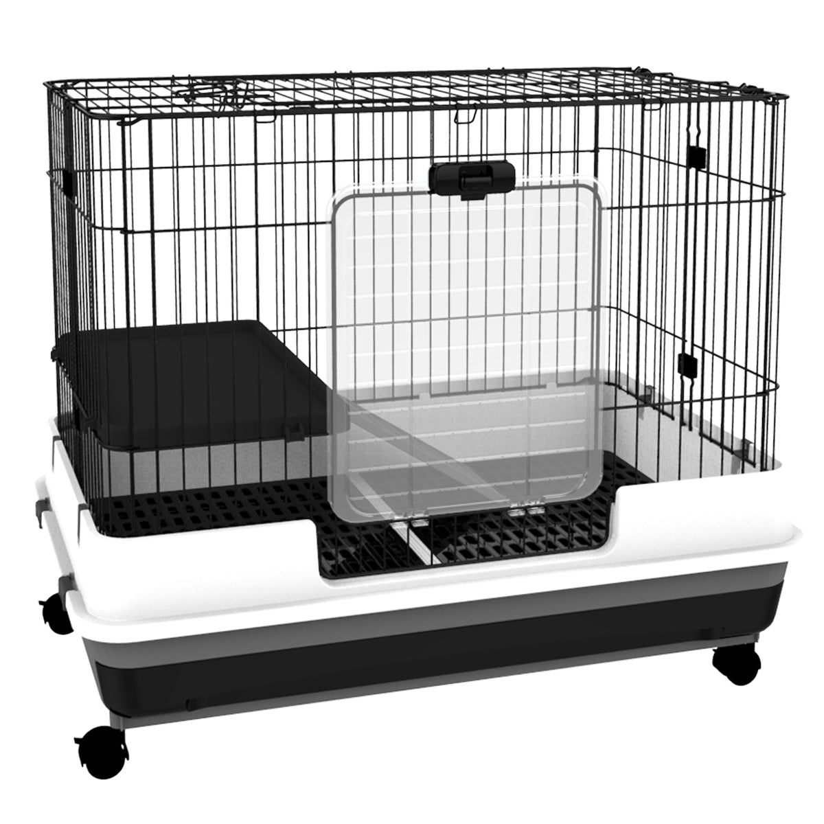 Gaiola para Coelhos e Porquinhos da Índia em Metal Preto com 2 Portas e Bandeja Removível 81,2x52,7x70 cm — foto 1