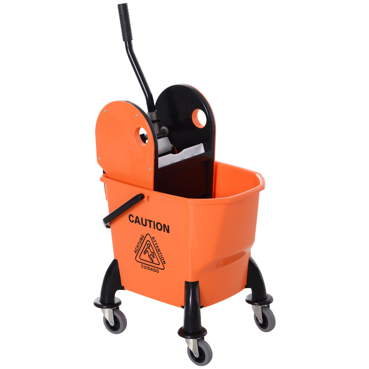 Carrinho de Limpeza Profissional Capacidade 26L Espremedor Removível com Rodas 44×36×90 cm Laranja — foto 1