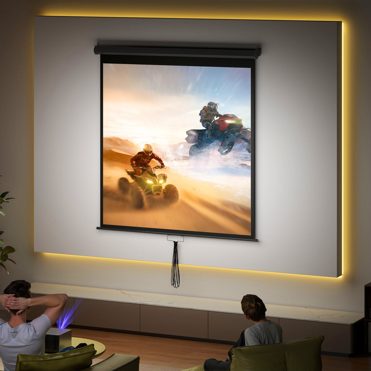 Ecrã de projeção TV e Home Cinema de 216 cm para projetor 1:1 4K HD, 146L x 146H cm — imagem 3