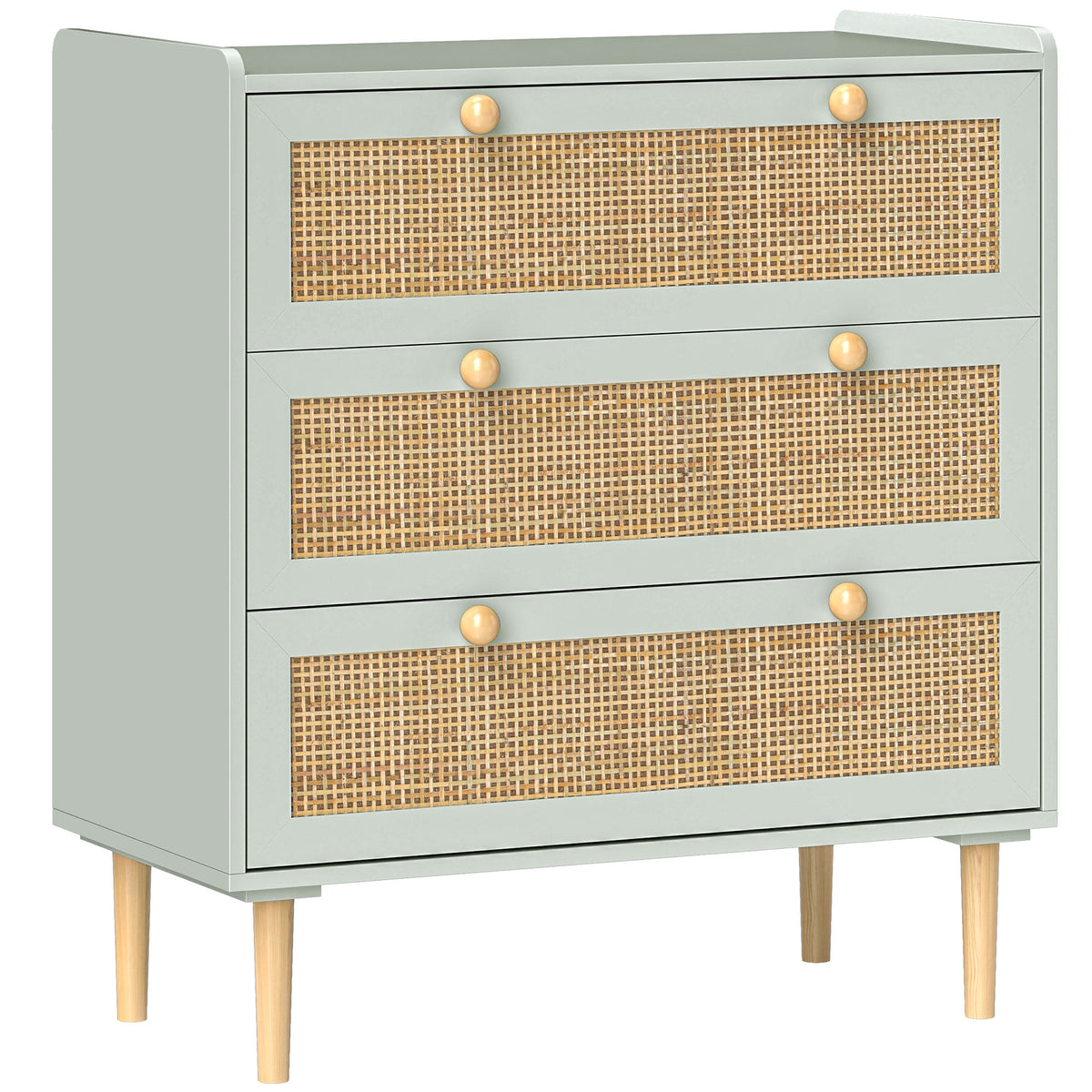 Cômoda em Rattan 3 Gavetas Verde Oliva 80x40x87,5 cm Verde — foto 1