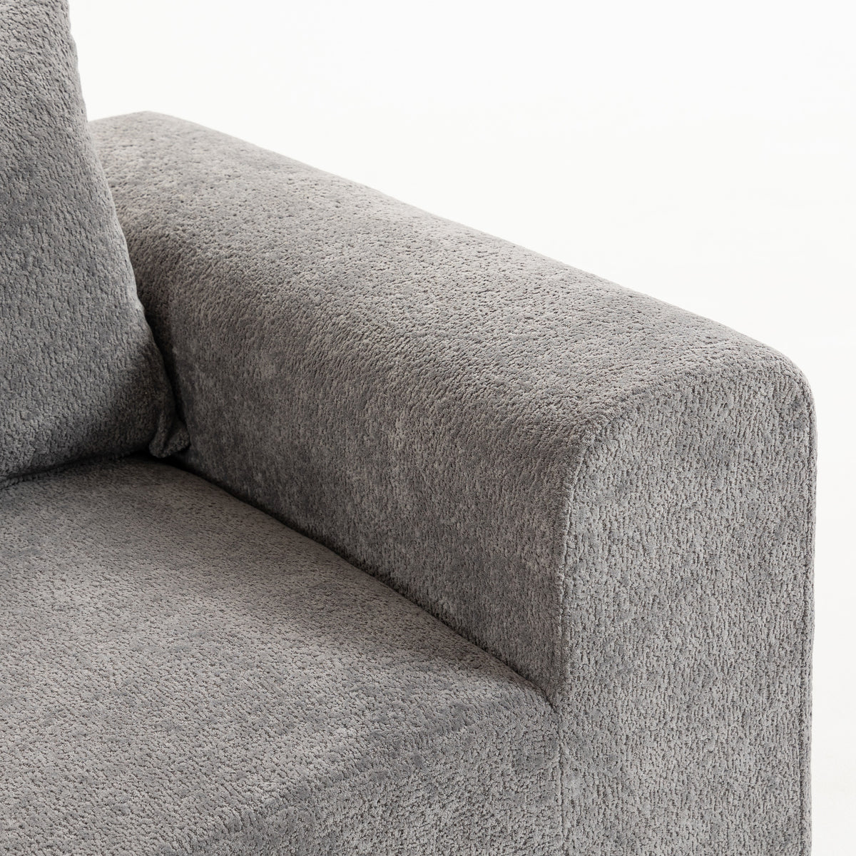 Sofá 3 Lugares em Chenille 220 cm Sofá de Sala Moderno com Assento e Apoios de Braço Largos 3 Almofadas Cinza — imagem 10