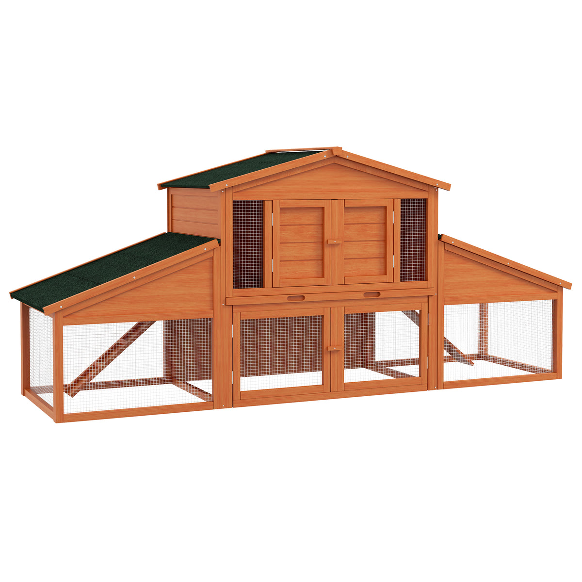 Coelheira/gaiola para coelhos, roedores e galinheiro XXL 2 andares 2 recintos gaveta de dejetos 2,25L x 0,70l x 1H m madeira maciça de pinho — foto 1