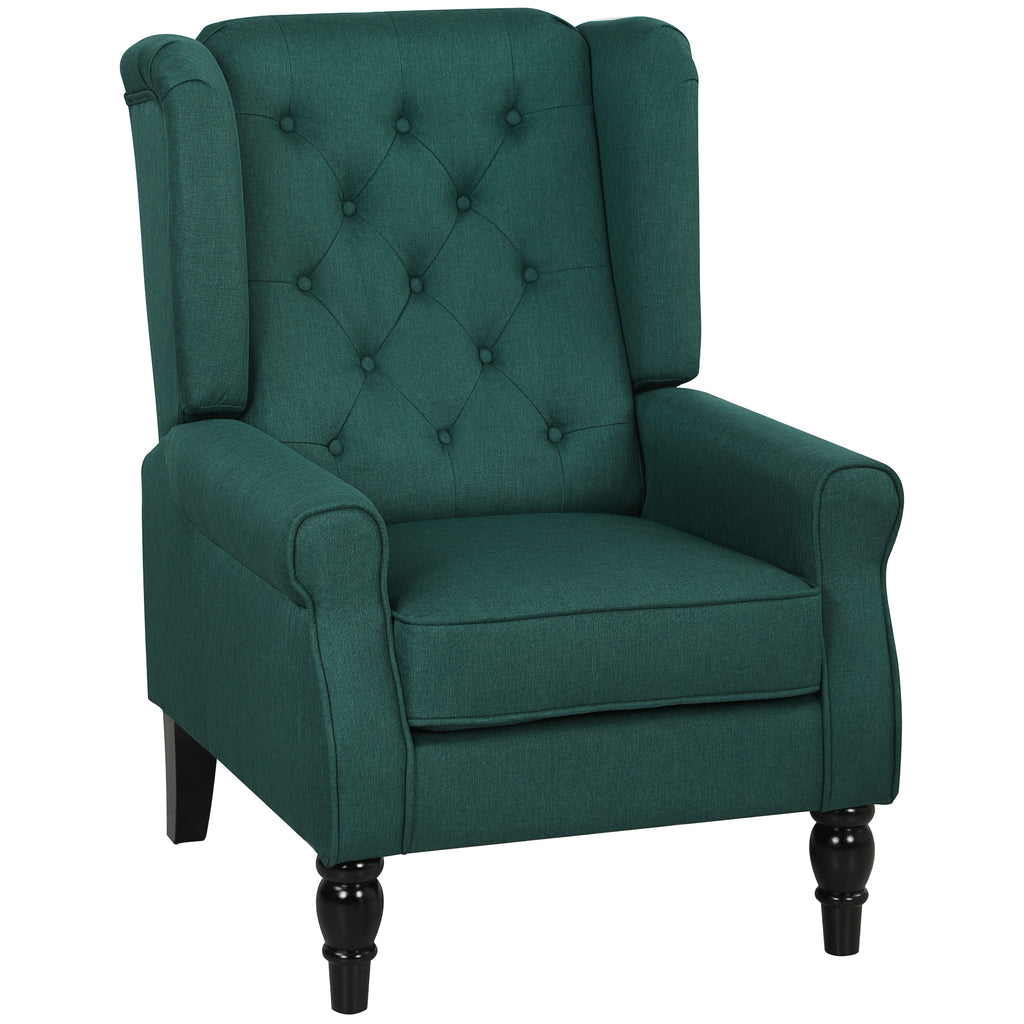 Poltrona de Orelhas Elegante Espessamente Acolchoada Capa Removível 74x86x102 cm Verde Escuro — foto 1