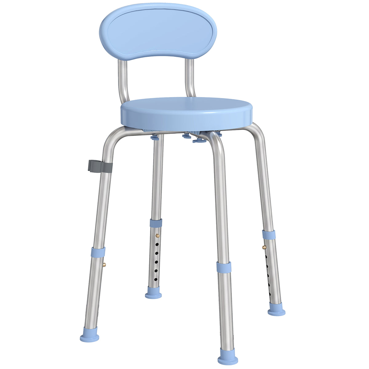 Cadeira de Duche Giratória 360° para Idosos com Encosto Antiderrapante e Altura Regulável, em Alumínio, Azul-claro — foto 1