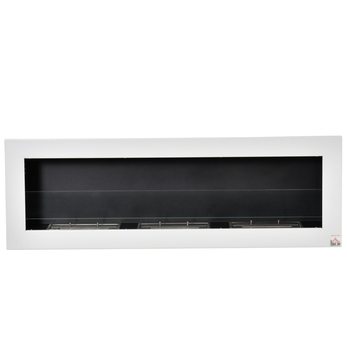 Lareira de Bioetanol de Parede com Tanque de 3L Tempo de Combustão 3H para Interiores 20 m² 120x15x40 cm Aço Inox Branco — foto 1