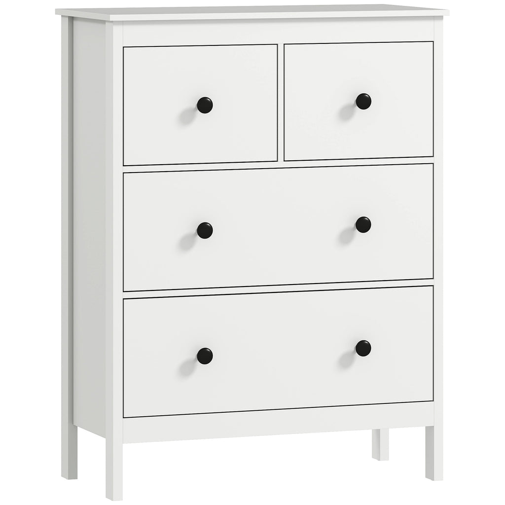Cômoda com 4 gavetas, para roupas e roupa de cama, sala de estar, quarto, corredor, painel de partículas, branco — foto 1