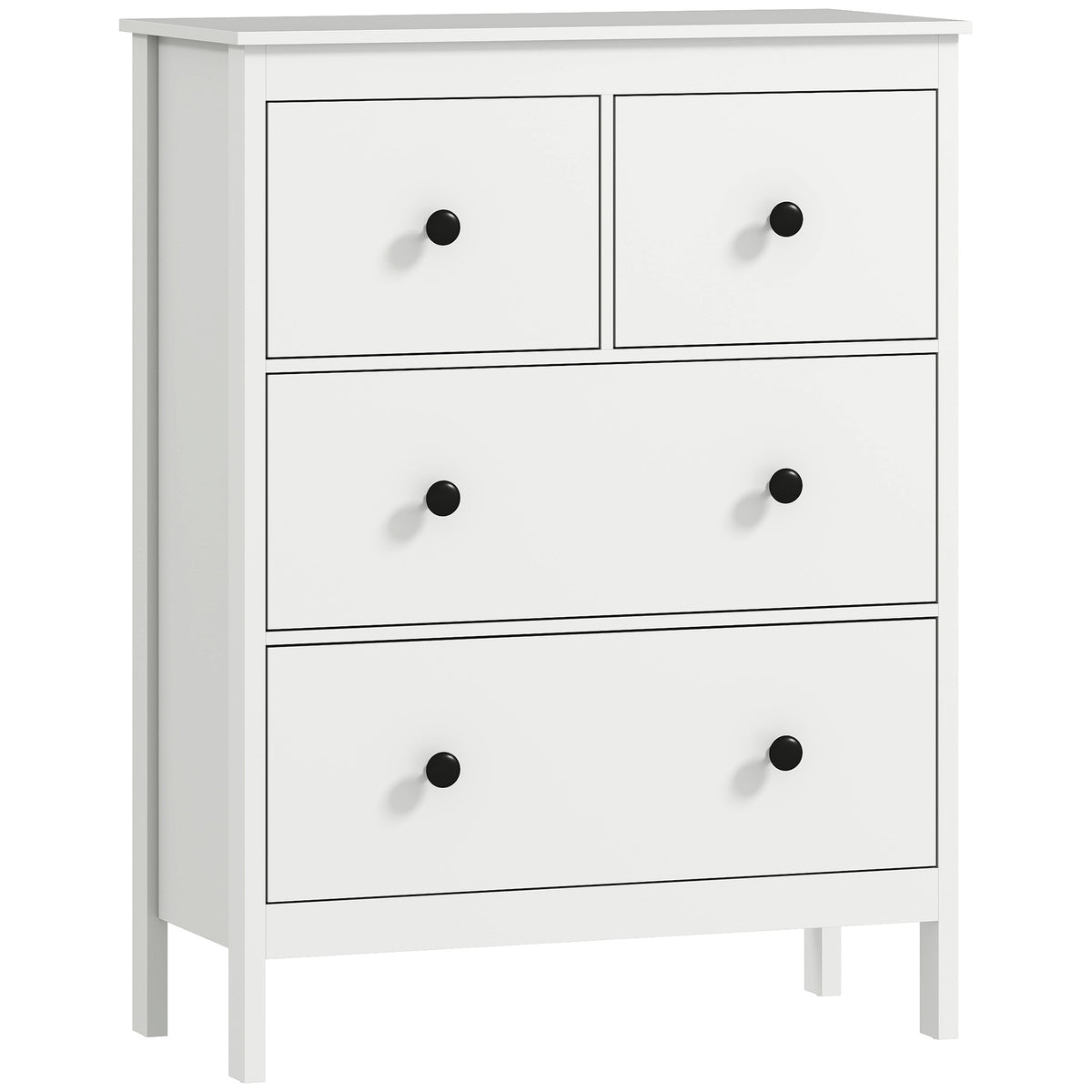 Cômoda com 4 gavetas, para roupas e roupa de cama, sala de estar, quarto, corredor, painel de partículas, branco — foto 1