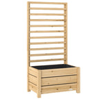 Canteiro Elevado com Treliça em Madeira Vaso Elevado com Treliça Orifício de Drenagem Forro de Tecido 60x39x120 cm Madeira Natural — foto 1