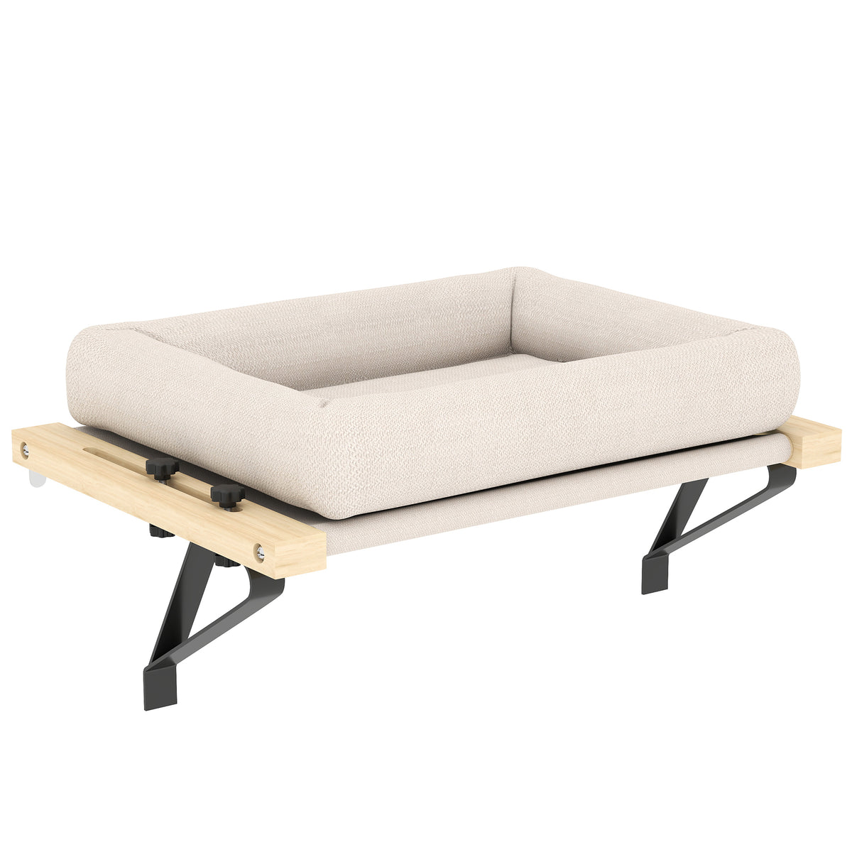 Casa para gatos com suporte para peitoris e radiadores, almofada, estrutura de madeira, branco — foto 1