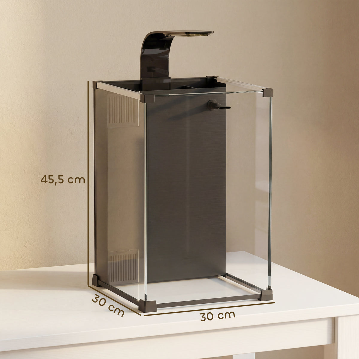 Conjunto Completo de Aquário 36 L Nano com Iluminação LED Sistema de Filtragem Bomba Circulação 30x30x45,5 cm Preto — foto 2
