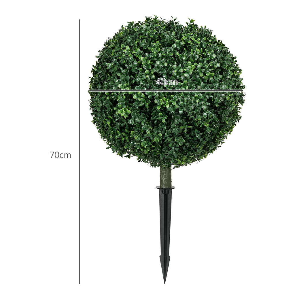 Conjunto de 2 Arbustos de Buxo Artificial Realista Resistente Às Intempéries Fácil de Cuidar 70 cm — foto 2