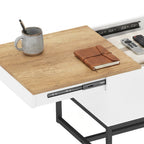 Mesa de Centro Extensível com Tampo Deslizante Mesa de Sala com Compartimento de Armazenamento Oculto e Pés em Aço Branco — imagem 7