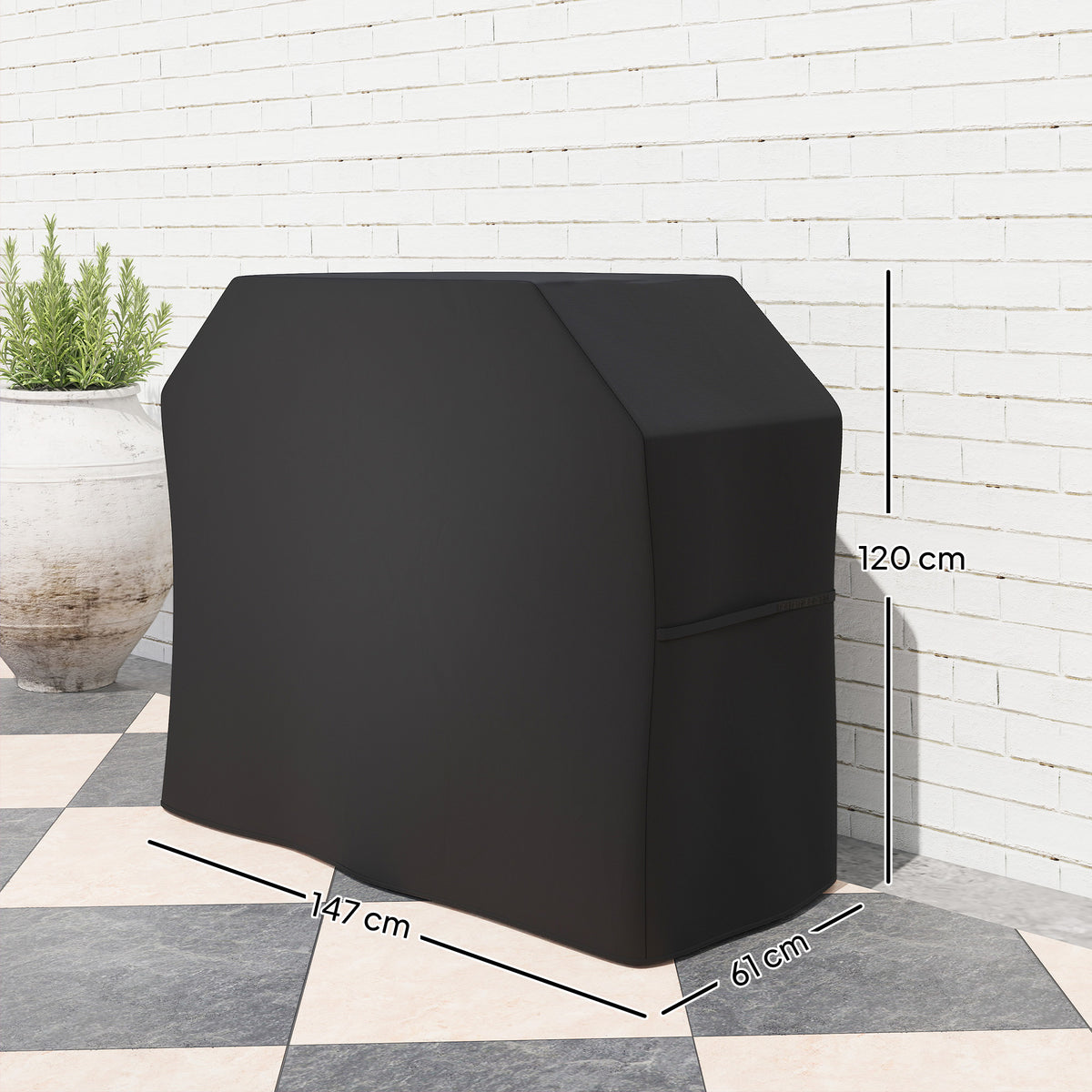 Capa para Grelhador Proteção para Grelhador Lona Resistente às Intempéries 147x61x120 cm Preto — foto 2