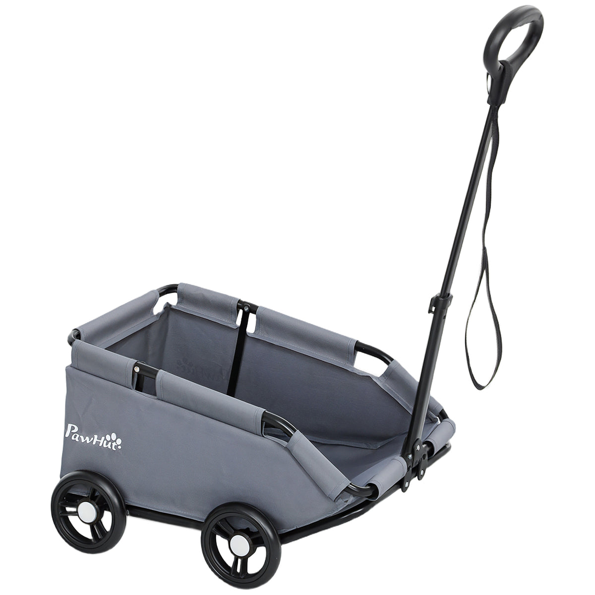 Carrinho para Cão Carrinho para Cão Pequeno Dobrável a 4 Rodas com Haste de Empurrar Ajustável 53x45x28 cm Cinza — foto 1