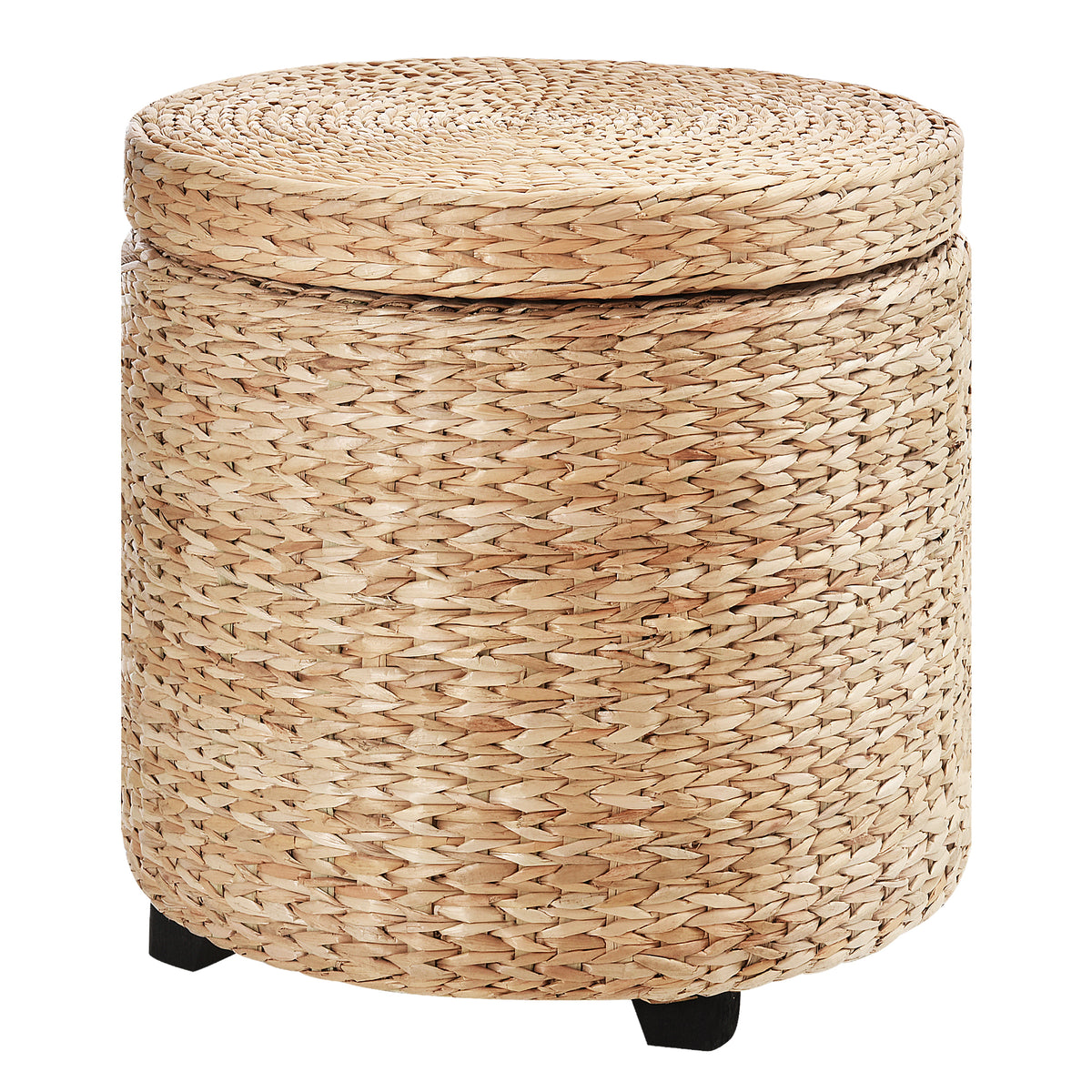 Banco com Compartimento de Arrumação e Tampa Banco Redondo Banco Cúbico Estofado com Pés 43x43x43 cm Cáqui — foto 1
