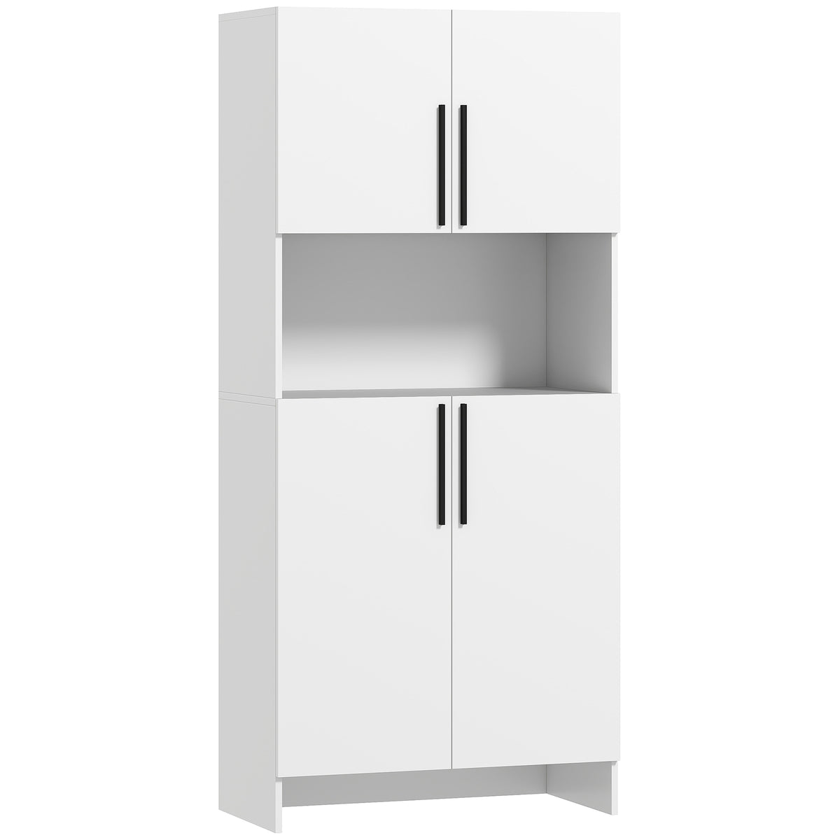 Armário de cozinha, armário despensa para cozinha, sala de estar, sala de jantar, armários, prateleiras, suporte para micro-ondas, aglomerado, Branco — foto 1