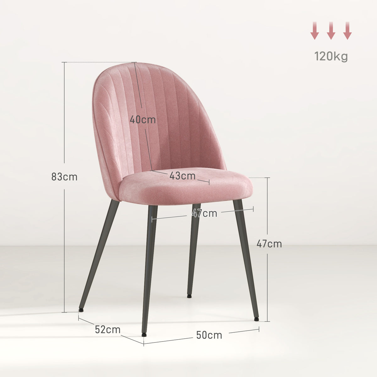 Conjunto de 8 Cadeiras de Sala de Jantar Modernas Cadeiras Estofadas em Veludo com Encosto Alto 50x52x83 cm Rosa — foto 2