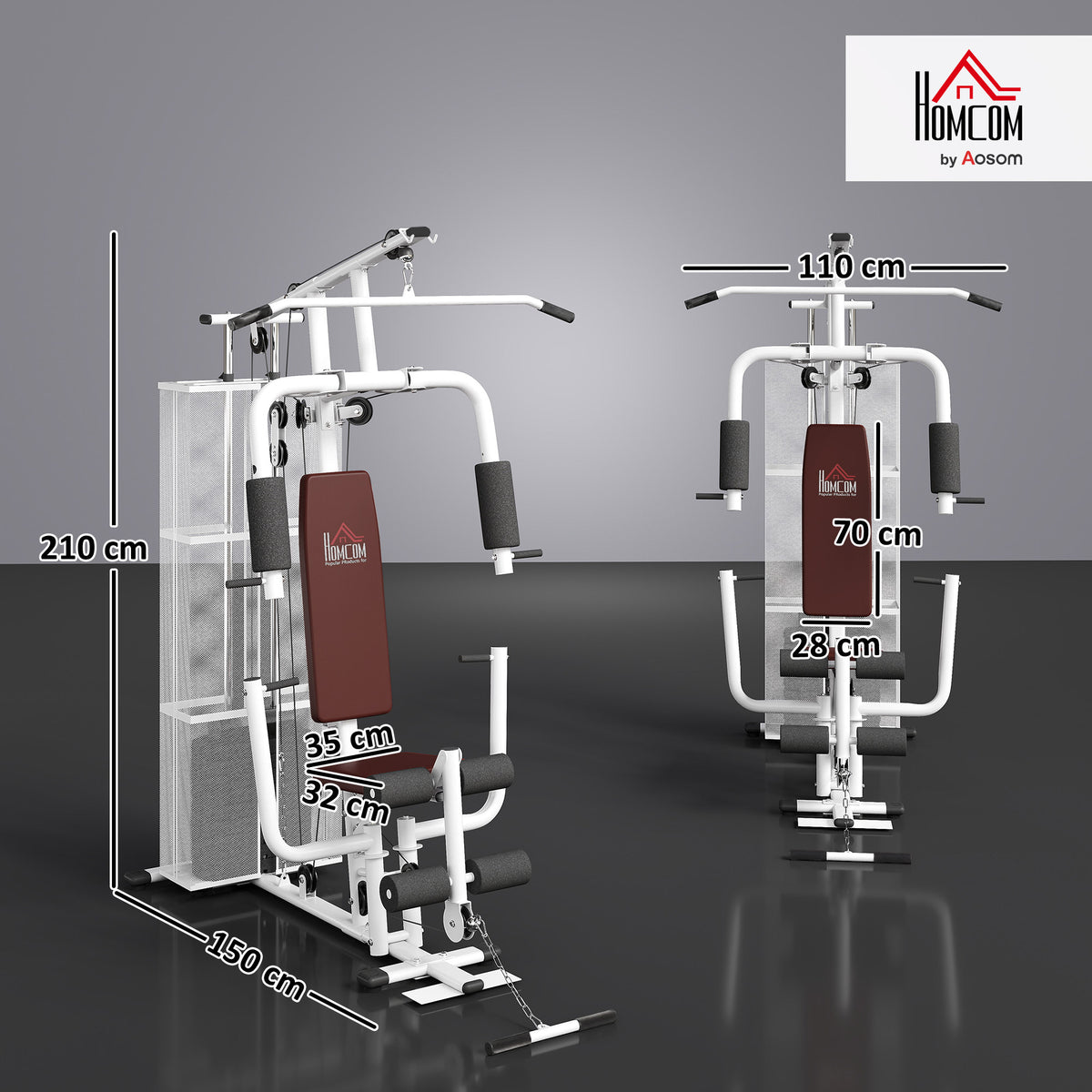 Estação de Musculação Fitness com Latzug, Barra Butterfly, 45kg Pesos, Cabo, Suporta até 120kg, Treino Multifuncional Multistação para Casa Branco — foto 2