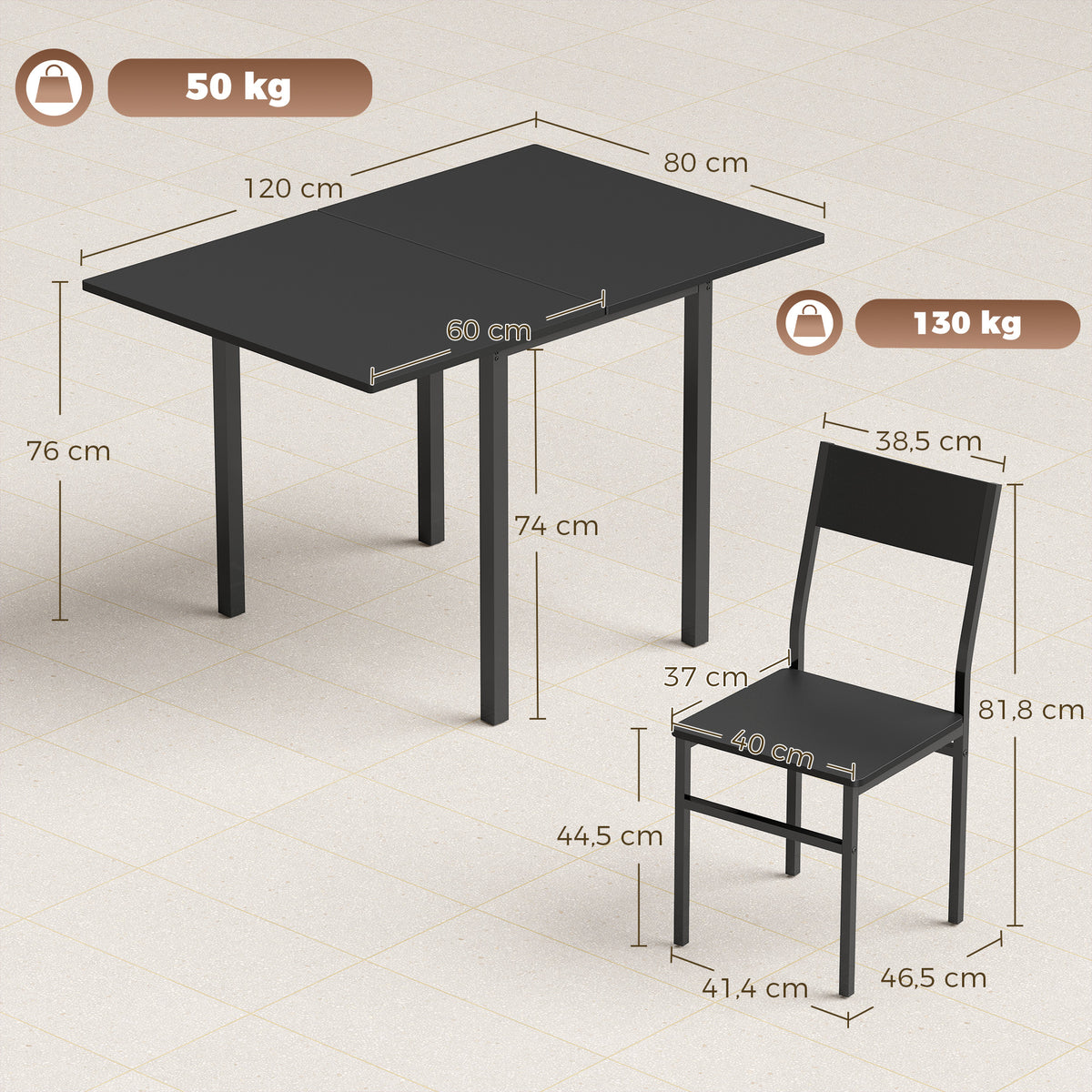 Conjunto de Jantar com Mesa Extensível e Cadeiras Empilháveis Preto — foto 2