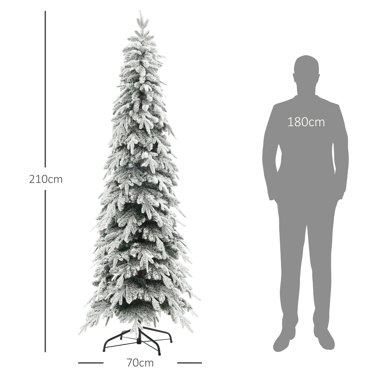 Árvore de Natal Artificial 210 cm Árvore como Real com 800 Ramos Densos Neve Artificial Abertura Automática — foto 2