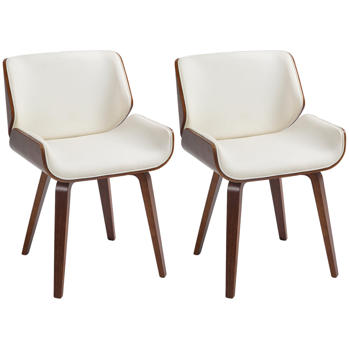 Conjunto de 2 Cadeiras de Sala de Jantar Estilo Vintage Estofados em Pu 53x54x81 cm Creme e Madeira — foto 1