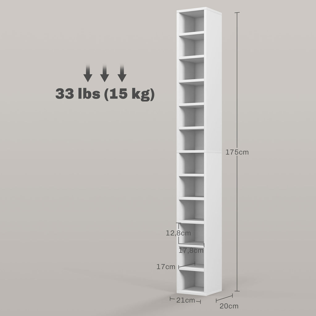Armazenamento para CD e DVD com 12 Compartimentos Capacidade Máx. 204 CD 21x20x175 cm Branco — foto 2