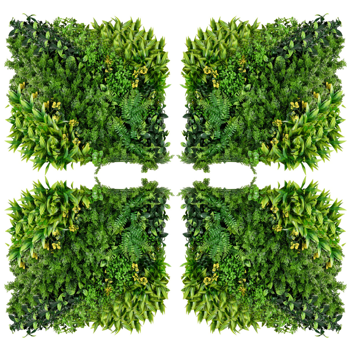 12 peças Parede de plantas artificial 50 x 50 cm Proteção UV Tela de privacidade Design multifolhas para decoração exterior de jardim — foto 1