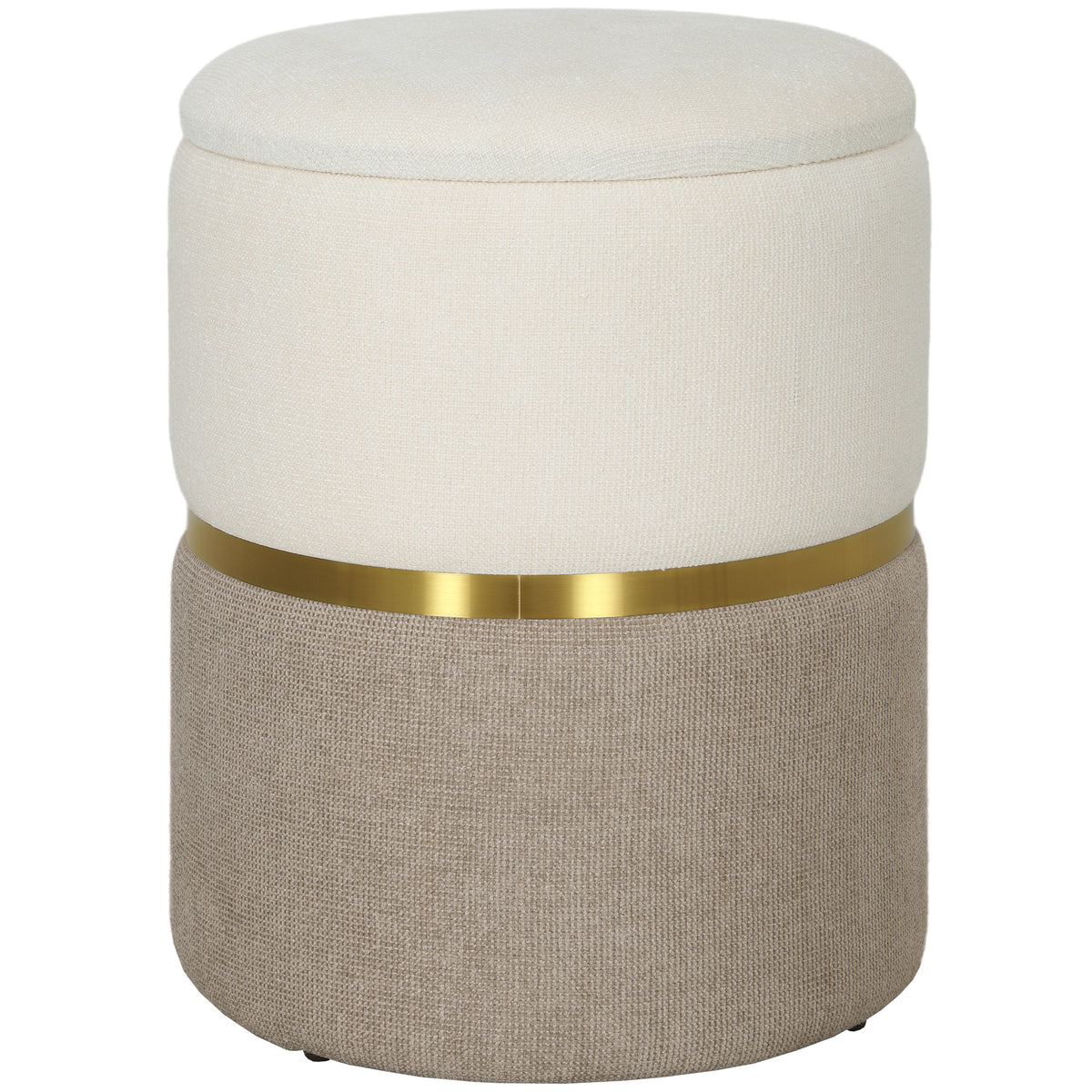 Banco com Arrumação Banco com Tampa Aro de Metal Design Bicolor 36x36x44 cm Creme Branco — foto 1