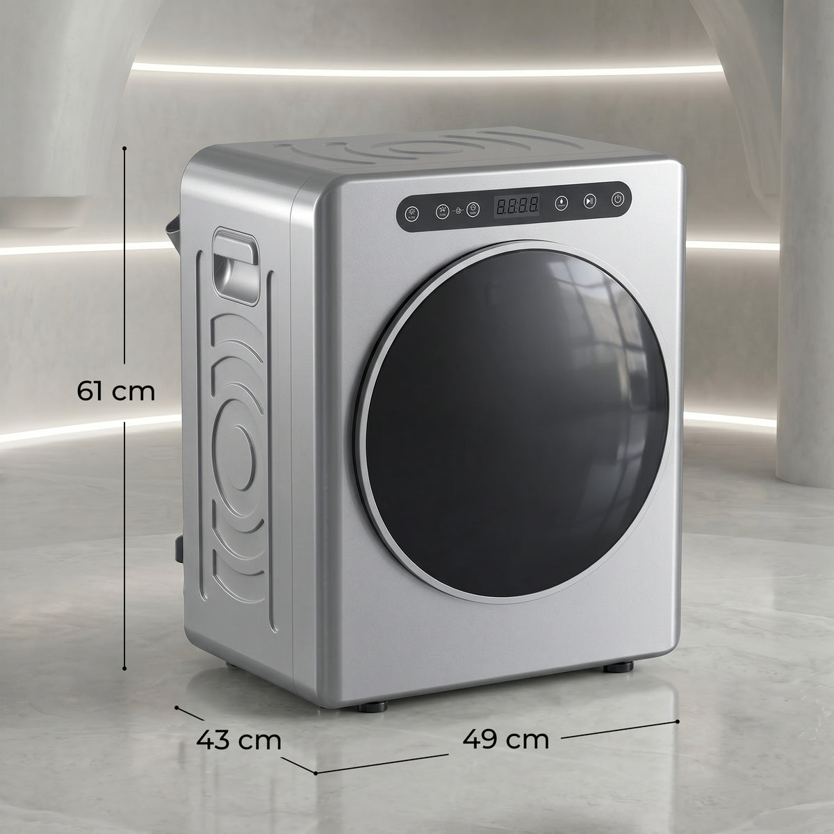 Secador de evacuação, secadora elétrica 1000 W 3 Kg, 6 modos de secagem, temporizador, aço inoxidável, prateado — foto 2