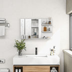 Espelho de Casa de Banho de Parede com 2 Prateleiras Laterais e Prateleira Inferior 75x10x48 cm Branco — imagem 8