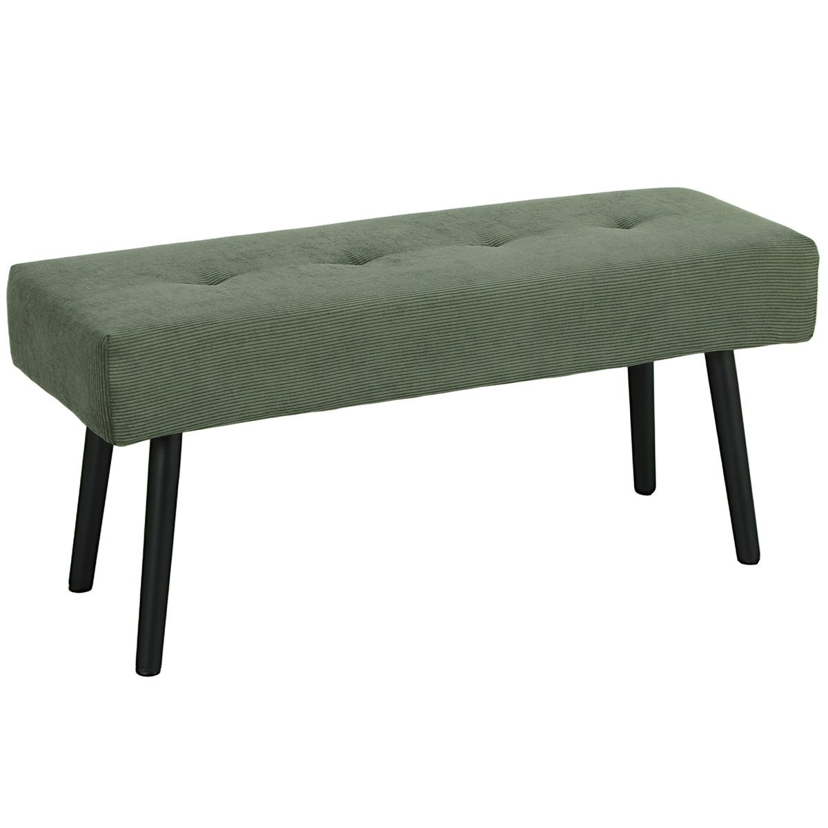 Banco de Fim de Cama Estofado em Veludo Cotelê Pés em Aço 100x36x45 cm Verde — foto 1