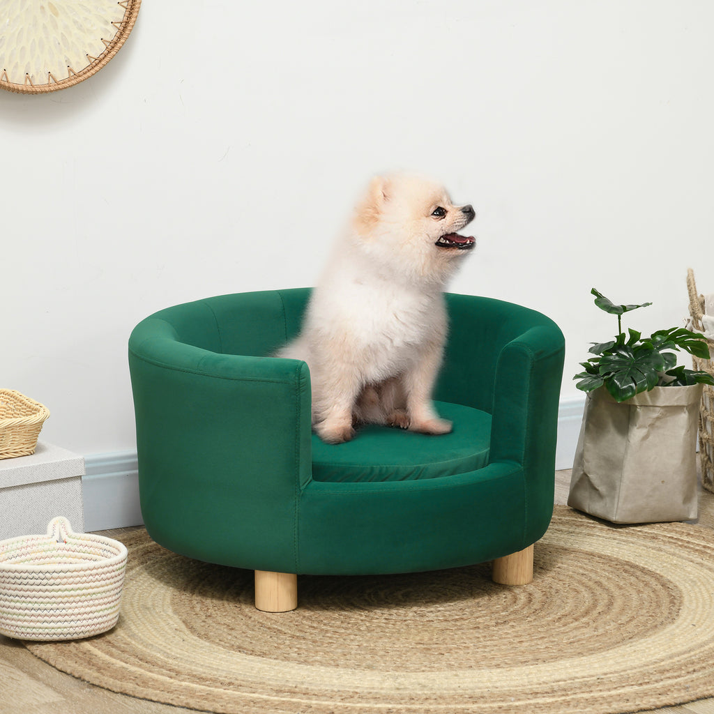 Sofá para Cães, Capa Lavável, Sofá para Pet com Encosto e Pernas de Madeira, Sofá para Gatos, para cães pequenos até 4,5 kg, Verde — imagem 3