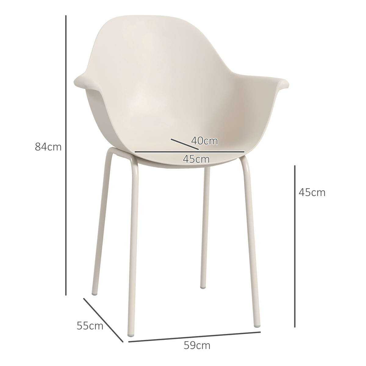 Conjunto com 4 Cadeiras de Jardim Cadeiras de Exterior Cadeira de Jardim Design Moderno 59x55x84 cm Cinza — foto 2