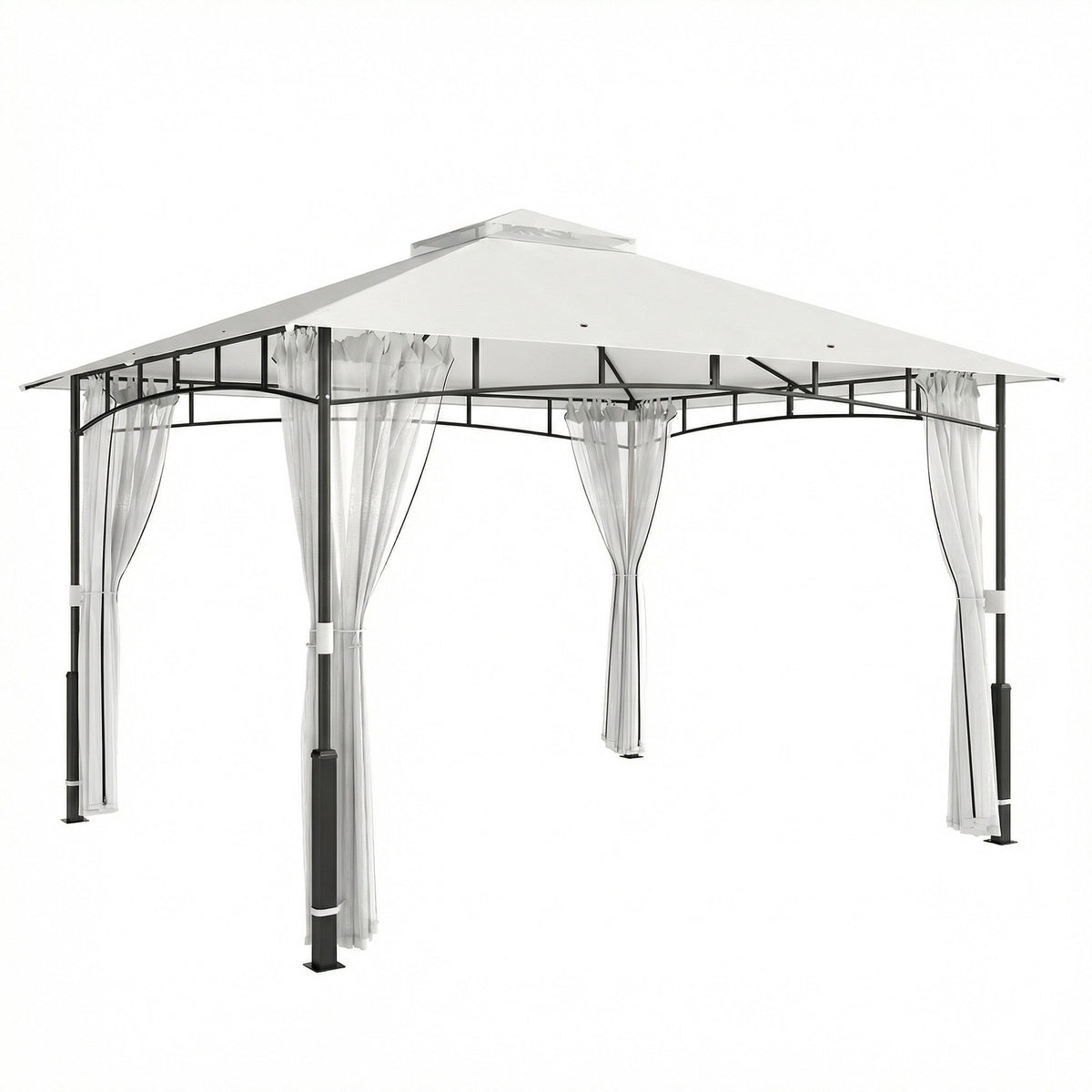 Pérgola 3x3,6 m Resistente à Água Robust Pérgola de Jardim com Mosquiteiro Telhado Duplo para Jardim Terraço Preto — foto 1