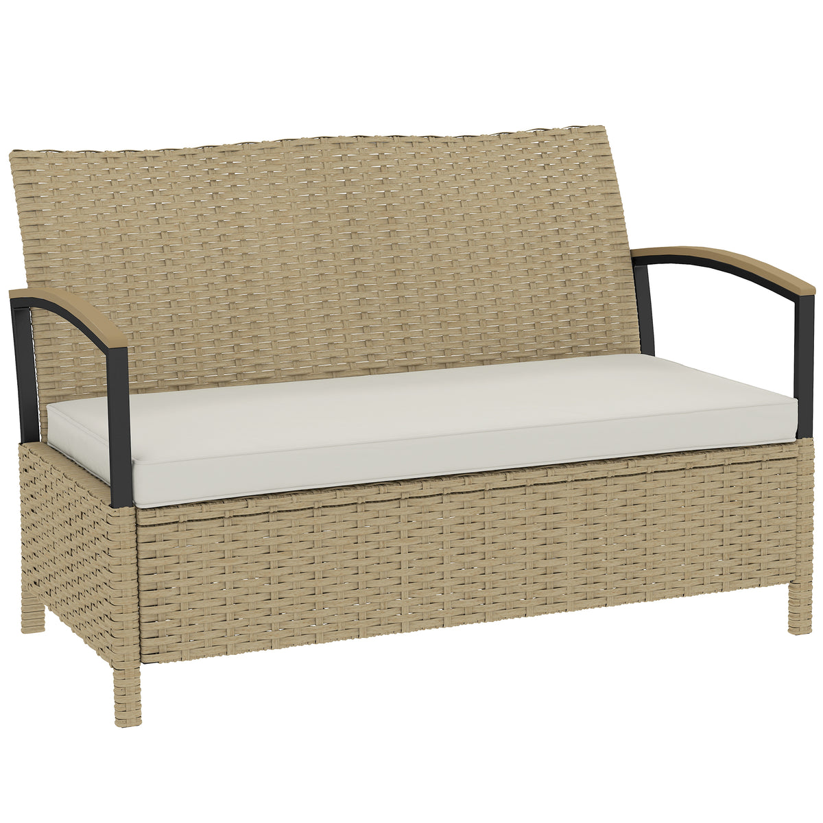 Banco de Armazenamento de Jardim em Resina Trançada Baú Exterior 125 L com Estrutura de Aço Estável 123x70x82 cm Cáqui — foto 1