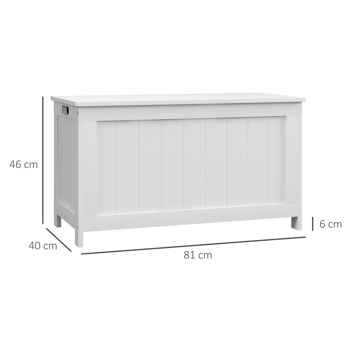 Caixa de arrumação Caixa de armazenamento Baú de brinquedos, MDF, 2 Alças, 81 x 40 x 46 cm, Branco — foto 2