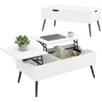 Mesa de Centro Elevatória com Tampo Duplo e Compartimento Oculto, Branco para Sala de Estar — imagem 7