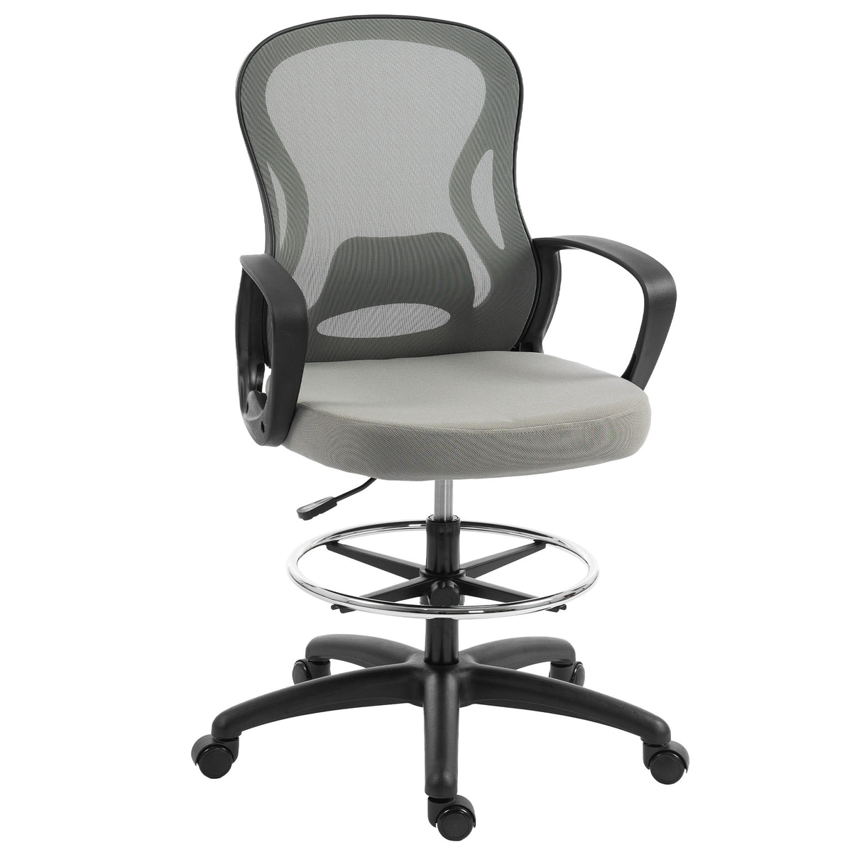 Cadeira de Escritório Ergonômica Cadeira de Escritório com Apoio para os Pés e Apoios de Braço em Malha 59x65x123 cm Cinza — foto 1