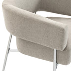 Poltrona de Sala, Poltrona de Apoio Acolchoada em Tecido Efeito Linho, Encosto Curvo e Braços, Estilo Moderno, Castanho — imagem 6