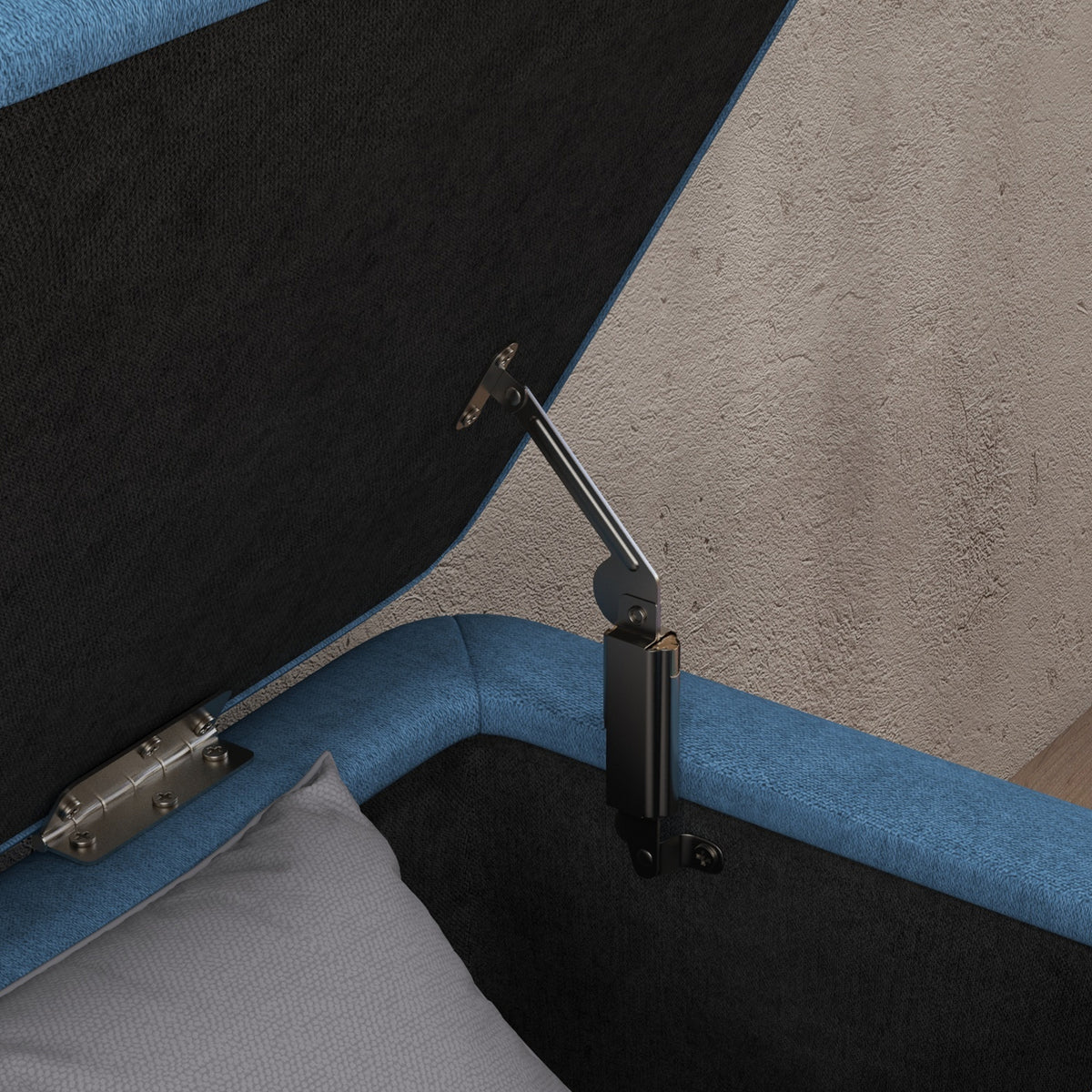 Banco com Compartimento Pufe Acolchoado 102x40x44 cm Azul Escuro — imagem 7