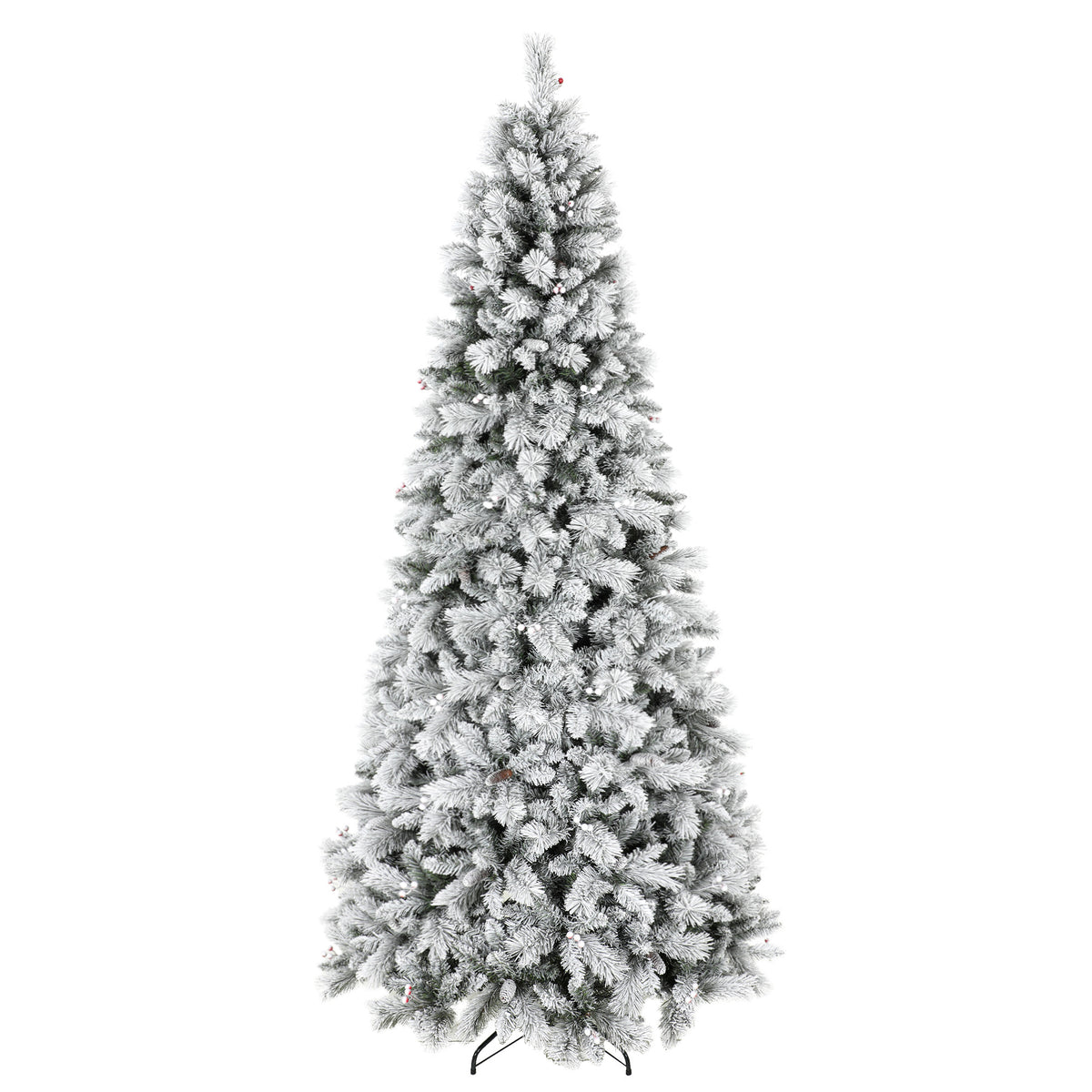 Árvore de Natal Artificial 270 cm com 1507 Ramos Base Metálica Dobrável e Montagem Rápida Branca — foto 1