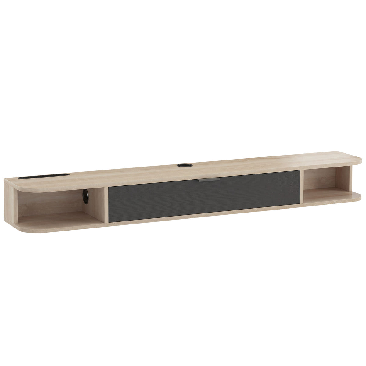 Móvel de TV Suspenso Móvel para Televisores até 152,4 cm Gaveta Basculante 2 Prateleiras 140x24x16 cm Madeira Natural — foto 1