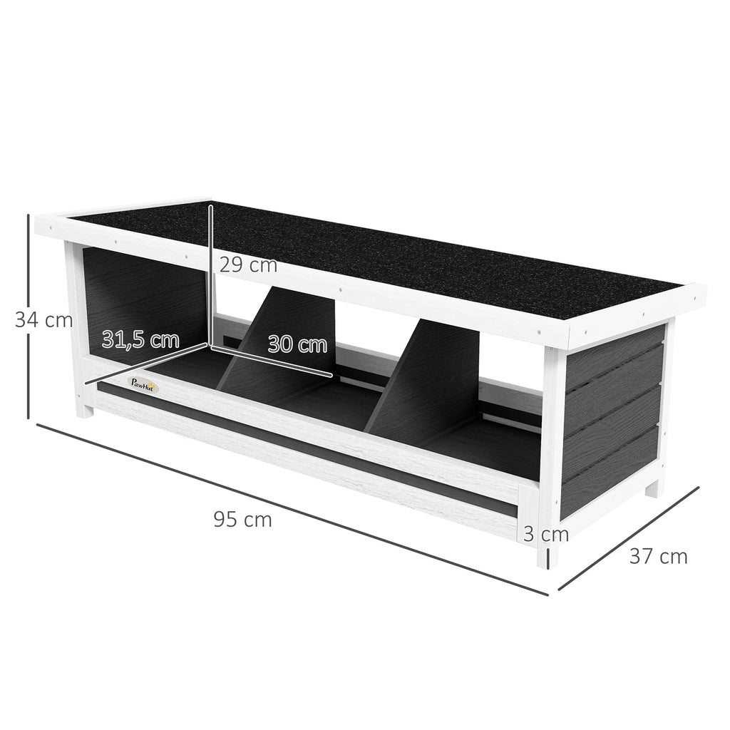 Ninho para Galinhas com 3 Compartimentos com Base Elevada e Telhado em Madeira e Betume 95x37x34 cm Cinza — foto 2