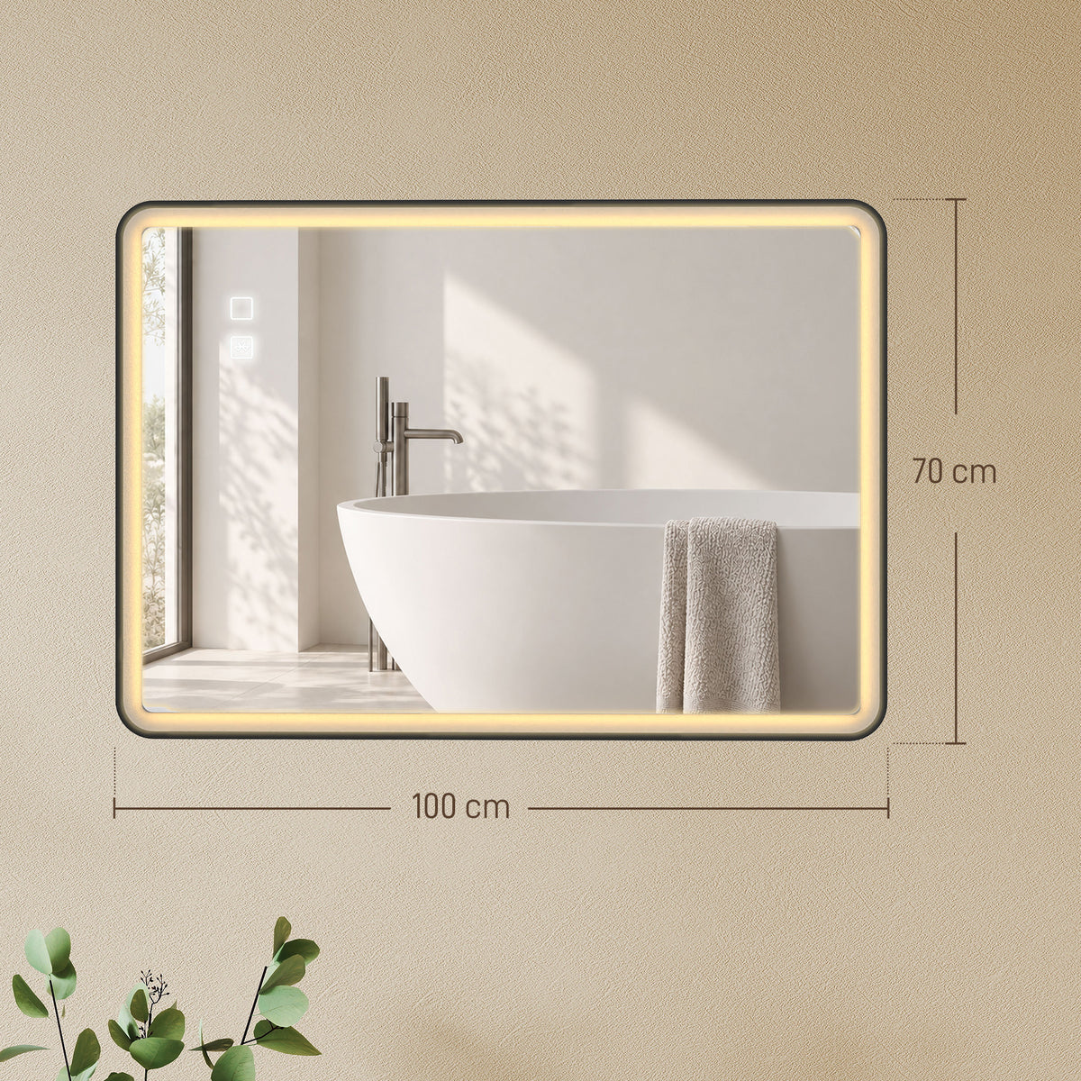 Espelho de Banheiro LED Bluetooth Antiembaçamento 100x70 cm Preto — foto 2