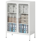 Móvel Porta Documentos em Aço com 2 Portas de Vidro e Prateleiras Reguláveis 80x40x110 cm Branco — imagem 6