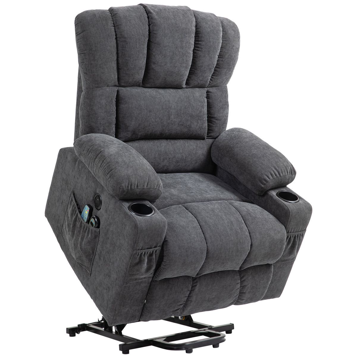 Cadeirão Relax Reclinável Elétrico Elevatório com Massagem e Calor Lombar, Assento com Molas e Porta USB, em Chenille — foto 1