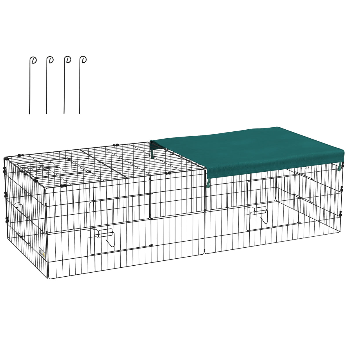 Gaiola para Animais Pequenos de Aço com Toldo para Coelhos e Roedores 185x75x50 cm Verde — foto 1