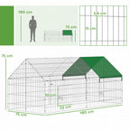 Gaiola para Coelhos e Galinhas de Exterior e Interior com Proteção Solar e Grade Metálica para Animais Pequenos Patos Galinhas 180x75x75 cm Verde — foto 2