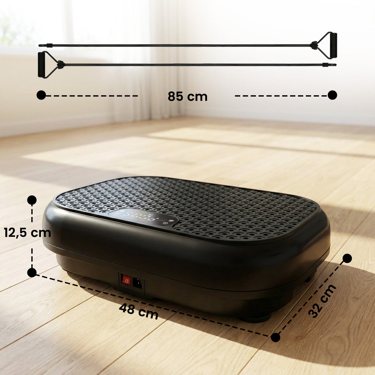 Plataforma Vibratória com 120 Níveis de Intensidade 5 Programas Controle Remoto Ecrã LED para Fortalecimento Muscular Preto — foto 2